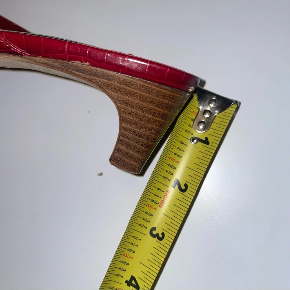 New Brighton Red Leather Kayla Sandals Made in Italy 9.5M - Picture 3 of 7